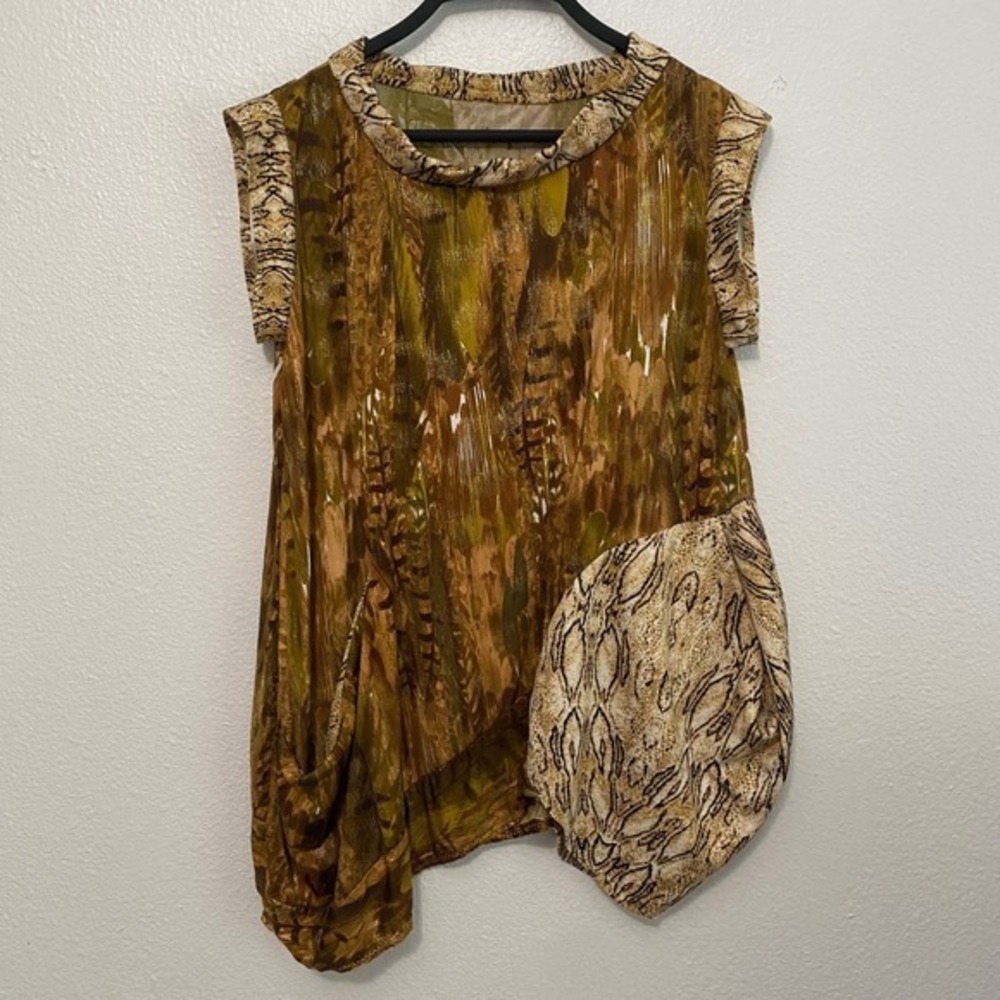 Women's Handmade Animal Snake Print Tunic Large Indie Eclectic Boho Loose Fit